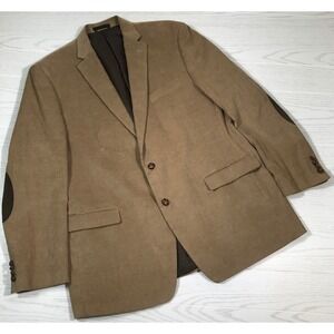 Chaps Ralph Lauren Corduroy Blazer Men 48L Brown Suede Elbow Patch Academia Dad